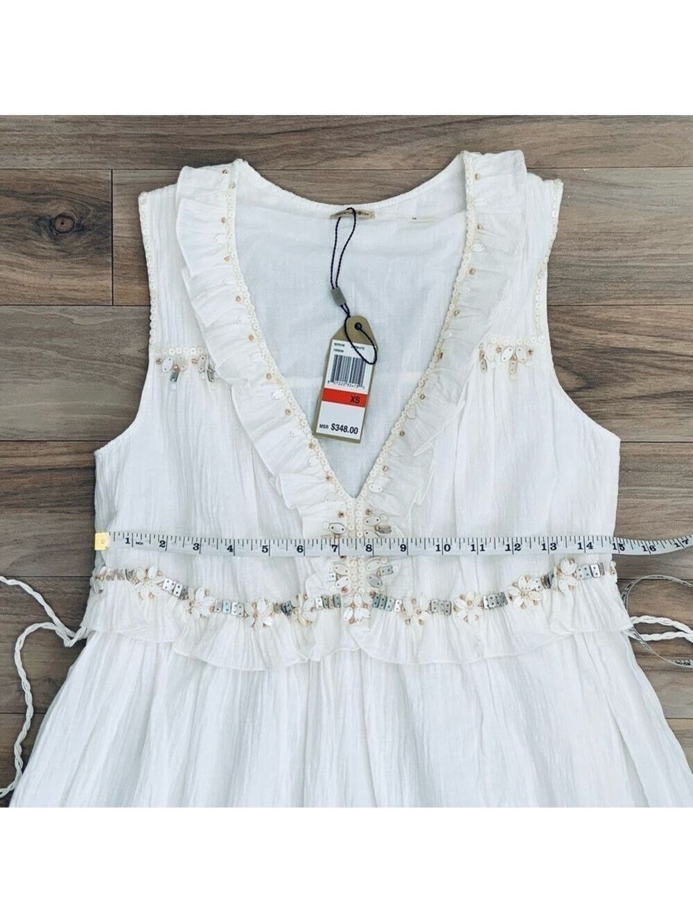 Max Studio White Mini Dress XS Embroidered Fairy Whimsical Spring - Picture 4 of 5